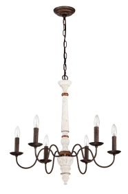 Retro White And Rust Color Chandelier With Light Fixture 6 Light E12 NO Include Bulb Pendant Light Fixtures For Dining Room, Lobby, Kitchen, Bedr