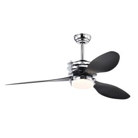 ABS Blades Ceiling Fan With Lights And Remote 6 Speeds Adjustable , DC Motor Modern Ceiling Fan With 3 ABS Fan Blades & 2 Down Rods, Indoor Ceili