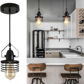 Industrial Black Pendant Light Metal Cage Pendant Lights Dining Room Hanging Lighting For Kitchen Island Living Room Bedroom Entryy Barn Farmhous