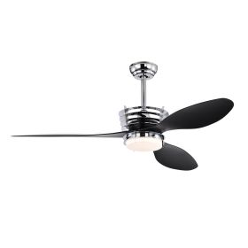 52'' ABS Blades Ceiling Fan With Lights And DC Remote, DC Motor Modern Ceiling Fan With 3 ABS Fan Blades & 2 Down Rods, Indoor Ceiling Fan With L