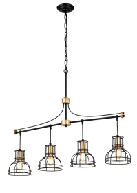 Dining Room Light Fixture Chandelier Over Table, 40-Inch Hanging For Farmhouse Linear Chandeliers,4-Light Kitchen Island Lighting,Matte Black And