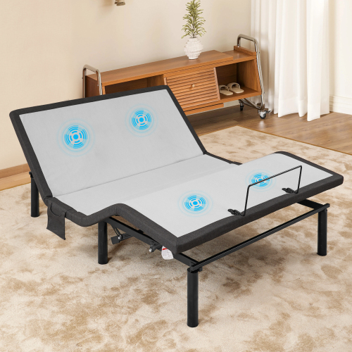 Ergonomic Queen Size Adjustable Bed, Zero Gravity Base For Stress Management WHead And Foot Incline, Wireless Remote Control, Massage, Under-Bed Night