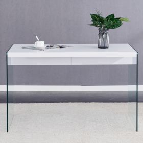 The Top Of The Coffee Table Is Made Of MDF And White Stickers, And The Sides Are Clear Tempered Glass. The Design Is Simple And Elegant, And The