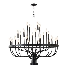 24-Light Black Chandelier Industrial Iron Candle Chandelier Modern Suspended Farmhouse Chandeliers Pendant Light Fixtures For Dining Room Bedroom