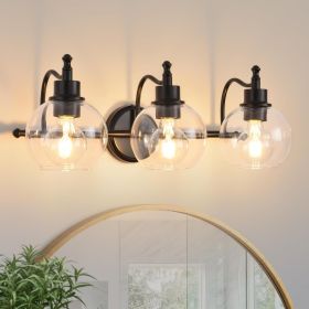 3 Lights Bathroom Vanity Fixture, 22 Inch Bathroom Fixture, Bathroom Lamp Above Mirror With Clear Glass Cover For Living Room And Kitchen, E26 Ba