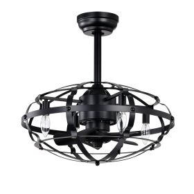 Hot Sell Industrial Ceiling Fan Light Kit For Living Room Bedroom Kitchen And Bladeless Caged Ceiling Fan With Lights,Suitable For 110V, 120V