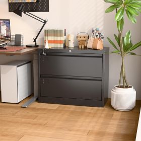 Aobabo Metal 2 Drawer Lateral File Cabinet With Lock, Large Deep Drawer With Adjustable File Bars For Office,Home, 34.5 Inches Wide For Letter,Le