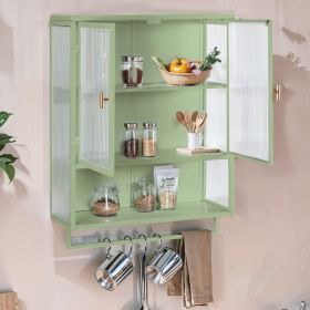 23.62Glass Doors Modern Two-door Wall Cabinet With Featuring Two-tier Enclosed Storage, An Open Shelf, And Towel Rack, For Entryway Living Room B