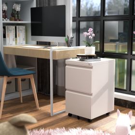 Mobile Metal 2 Drawer File Cabinet With Lock, Rolling Cabinet For Both Legal And Letter Size Hanging Folders, Perfect File Storage For Home Offic