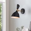 Peri Matte Black & Gold 1-Light Wall Sconce with Metal Cone Shade