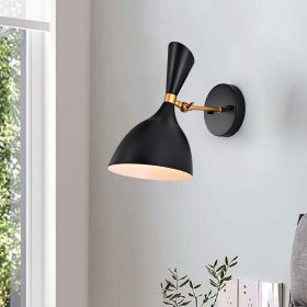 Peri Matte Black & Gold 1-Light Wall Sconce with Metal Cone Shade