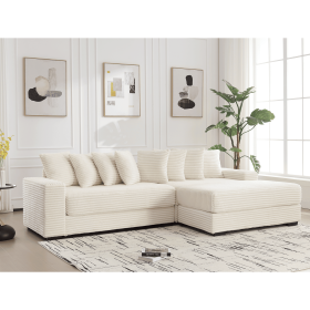 [NEW ARRIVED] [VIDEO PROVIDED] Oversized Two-Piece Couches, L Shaped Sofa, Corduroy, Right Chaise Daybed,with Armrests,Eight Throw Pillows,Corner Sofa