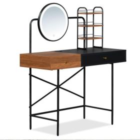 40" Makeup Vanity Desk with 3-Mode Lighted Mirror & Wireless Charging Station , Vanity Table with Drawer & 3 Open Shelves for Ample Storage Space
