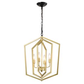 4-Light Farmhouse Kitchen Chandeliers, Vintage Cage Light Fixture Adjustable Height Chandeliers For Dining Room Hallway Foyer Entryway E12 Bulbs