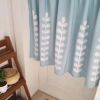 [Blue Leaves]Short Kitchen Cloth Curtain Small Window Half Curtain Cafe Curtain