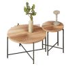 Radial Pattern 2-Piece Coffee and End Table Set – Waterproof MDF with PVC Cover, Distressed Cylindrical Design