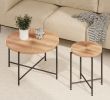 Radial Pattern 2-Piece Coffee and End Table Set – Waterproof MDF with PVC Cover, Distressed Cylindrical Design