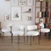 31.5" Round MDF Dining Table Set for 4, White Dining Table MDF Easy Clean with Durable Black Metal Legs
