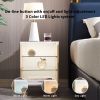LED Nightstand with 2 Glass Shelves, Modern Bedside Table with 3 Color LED Lighting/Adustable Brightness, Nightstand for Bedroom/Living Room