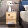 LED Nightstand with 2 Glass Shelves, Modern Bedside Table with 3 Color LED Lighting/Adustable Brightness, Nightstand for Bedroom/Living Room