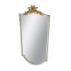 24x1.6x37.4" Decorative Arched Wall Mirror with Distressed Ivory Frame and Gold Floral Crown