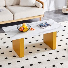 Modern Minimalist Tempered Glass With Sticker Desktop Coffee Table And Dining Table, Paired With Golden MDF Decorative Columns. Computer Desk. Ga