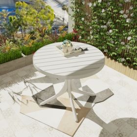 Modern White Round Plastic Table  36 Inch IndoorOutdoor Dining Table & Coffee Table, Lightweight Polypropylene All-Weather Patio Table For Garden (Color: White)