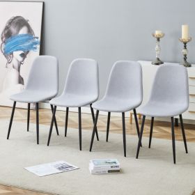 Comfortable Linen-Cotton Dining Chair Set - Four Pieces In Light Gray.Integrated Seat And Backrest,Linen-Cotton Material,Modern Home Matching. (Option: Light Gray)