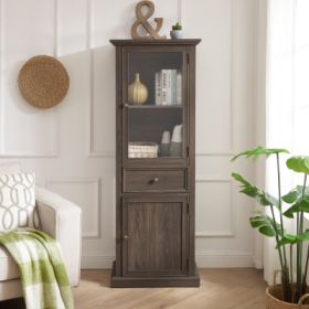 Tall Storage Cabinet, Freestanding Cabinet With Glass Door And Shelves, Sideboard Cabinet, Cabinet With Drawer For Living Room, Kitchen, Dining R (Color: Brown)