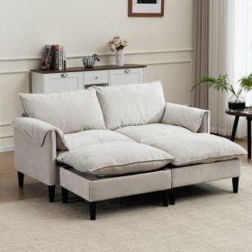 Convertible Combination Sofa Sofa UShaped Sofa With Footstools With Storage Gray Sofa For Living Room, Living Room Bedroom Office Small Space 2 S (Color: Beige)
