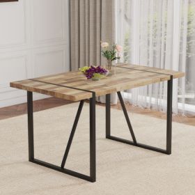 A Minimalist Retro Rectangular Dining Table With A Specially Textured Top And Black Metal Legs.Contemporary Minimalist MDF Wood Color Textured Ta (Option: BlackWood)