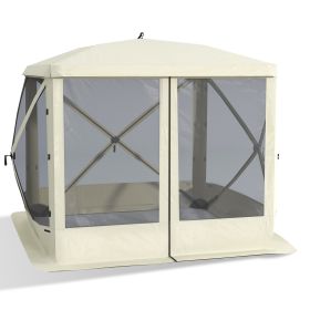 Up Camping Canopy Gazebo,Screen Shelter Party  Tent With 1-Person Easy Set-Up, Ventilating Mesh, Portable Carry Bag (Color: White)
