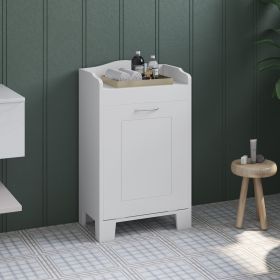 31  Tilt Out Laundry Hamper, Free Standing Bathroom Storage Cabinet  Home Organizer, White (Color: White)