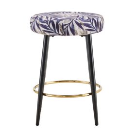 Counter Height Bar Stools Set Of 2, PU Kitchen Stools Upholstered Dining Chair Stools 24 Inches Height With Golden Footrest For Kitchen Island Co (Option: Golden Black)