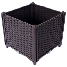 Deep Raised Garden Bed Plastic Planter Boxes For Vegetables Flowers Herbs And Succulents,Self-Watering Planter Box Raised Bed To Grow Flowers, He (Color: Brown)