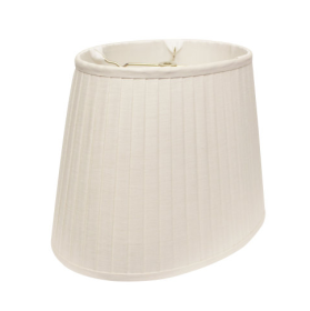 Slant Linen Oval Side Pleat Softback Lampshade With Washer Fitter, White (Color: White)
