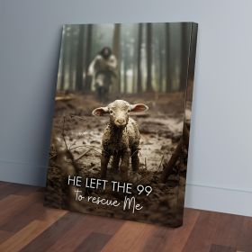 1 Piece Canvas Painting With Wood Frame, Ready To Hang, He Left 99 Sheep To Save Me, Man And Lost Sheep, Christian Wall Art, Framed Mural Print, (Option: 12x18inch)