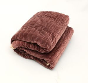 Cotton Velvet Stonewashed Hand Quilted Bedspread With Flanges-88X92 Inch (Option: RUST)