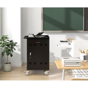 30Bay Mobile School Charging Cart Station For Chromebook, Tablet And Laptop Computer With Power Strip Included, Assembly Required-BLACK (Option: Matt Black)