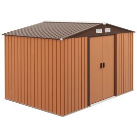 Outdoor Tool Shed 9  X 6 Tool Storage Shed With Foundation Kit For  Patio Lawn Yellow (Color: Yellow)