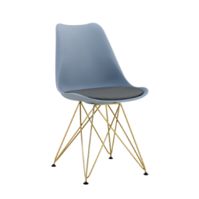 Modern Dining Chairs With Shell Lounge Plastic Seat And GOLDEN STEEL Legs KITEHCN Chairs Meeting Room Chairs Living Room,Set Of 4, GREY (Color: Grey)