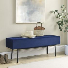 Contemporary Style Bedroom Velvet Upholstered Bench, Blue  45 X13x 17 (Color: Dark Blue)