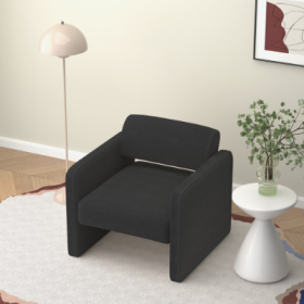 Single Sofa Chair, Upholstered Comfortable Chair With Armrests, For Dining Room Bedroom  Living Room Reception   BLACK 30.9X30.51X30.11 (Color: Black)