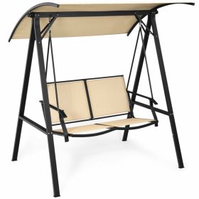 2 Person Patio Swing With Weather Resistant Glider And Adjustable Canopy (Option: With Adjustable Canopy)