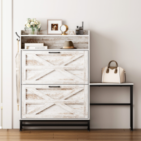 Shoe Cabinet, Entry Home Shoe Cabinet, Entrance Balcony Storage Cabinet, Large Capacity Shoe Rack, White (Color: White)
