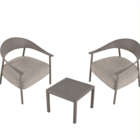 Modern 2 Piece Accent Chair Set With Coffee Table  Apricot Brown PP  Steel Frame Sofa Set, Soft Cushioned Seating For Living Room, Lounge, Balcon (Option: Warm Grey)