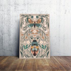1pcs Modern Classic Wood Frame Canvas Wall Decor With Plant Flower & Butterfly Print, Girls Bedroom Wrap Canvas Painting, Animal Nature Digital A (Option: 12X8inch)