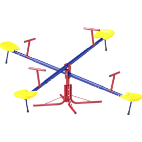 4 Seat Kids Seesaw Spinning Teeter Totter With 360  Rotation, Outdoor Playground Equipment, 88 Lbs, For 3-8 Years Old, Multicolor (Option: Multicolor)