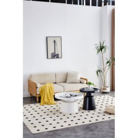 Set Of 2 Round Metal Side Coffee Table Black And White 70cm And Balck 50 Cm (Option: BeigeBlack)