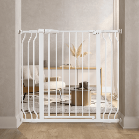 Only Supports Self Pickup Extra Wide Baby Gate, Safety Dog Gate For Stairs, Easy Walk-through Self-closing Pet Gate For Houses, Doorways, White-g (Color: White)